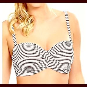 Panache Anya Black White Stripe Bandeau Bikini Top